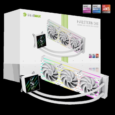  Gamemax CPU Liquid Cooler | HAILSTORM 360 LCD WH | White