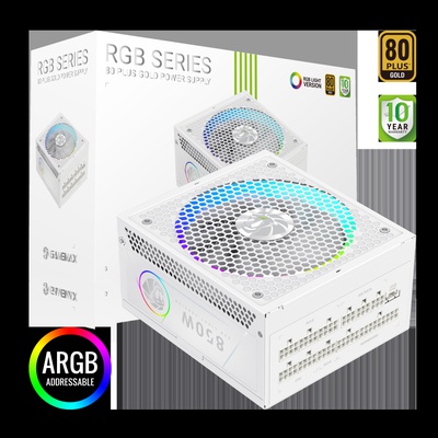  Gamemax PSU | RGB 850G WH | 850 W | Gold | Full Modular | White