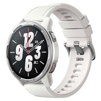 Viedpulksteni Xiaomi S1 Active GL Smart watch NFC GPS (satellite) AMOLED Touchscreen Activity monitoring 24/7 Waterproof Bluetooth Wi-Fi Moon White