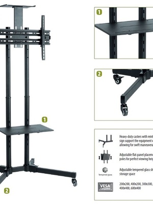  Sunne | Floor stand | S112 multifunctional Mobile TV cart | Tilt | 37-70  | Black  Hover