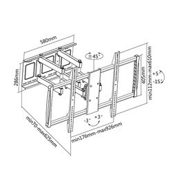  Sunne | Wall Mount | 60-100-EA | 60-100  | Maximum weight (capacity) 80 kg | Black