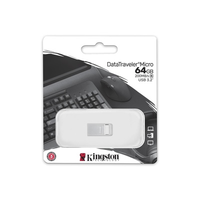  Kingston | USB 3.2 Flash Drive | DataTraveler micro | 64 GB | USB 3.2 | Silver