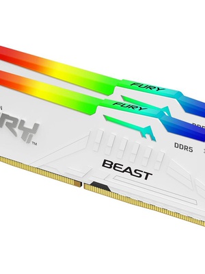  Kingston KF560C30BWEAK2-32 32GB 6000MT/s DDR5 CL30 DIMM (Kit of 2) FURY Beast White RGB EXPO | Kingston  Hover