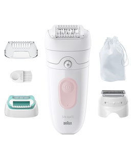 Epilātors Braun | Epilator | SE5-050 Silk-épil 5 | Operating time (max) 40 min | Number of power levels 1 | Wet & Dry | White  Hover