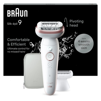 Epilātors Braun Epilator | SES9-030 Silk épil 9 | Operating time (max) 50 min | Number of power levels 2 | Wet & Dry | White/Rose