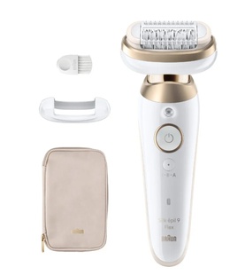 Epilātors Braun Epilator | 9-011 3D Silk-epil 9 Flex | Operating time (max) 50 min | Number of power levels 2 | Wet & Dry | White/Gold  Hover