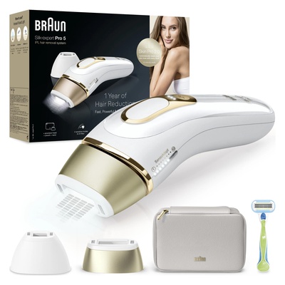 Epilātors Braun Epilator | PL5152 Silk-expert Pro 5 | Bulb lifetime (flashes) 400.000 | Number of power levels 10 | Gold/White