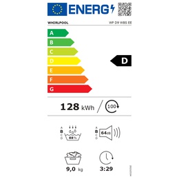 Veļas mazgājamā  mašīna Whirlpool Dryer Machine | WP D9 WBS EE | Energy efficiency class D | Front loading | 9 kg | Heat pump | Digital | Depth 61 cm | White