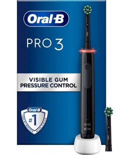 Birste Oral-B | Electric Toothbrush | Pro3 3400N | Rechargeable | For adults | Number of brush heads included 2 | Number of teeth brushing modes 3 | Black  Hover