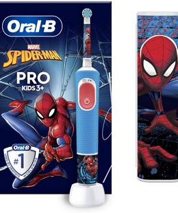 Birste Oral-B | Vitality PRO Kids Spiderman | Electric Toothbrush with Travel Case | Rechargeable | For children | Blue | Number of brush heads included 1 | Number of teeth brushing modes 2  Hover