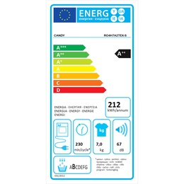 Veļas mazgājamā  mašīna Candy Dryer Machine RO4 H7A2TEX-S Energy efficiency class A++