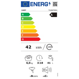 Veļas mazgājamā  mašīna Candy Washing Machine | TCA264TM5-S | Energy efficiency class A | Top loading | Washing capacity 6 kg | 1200 RPM | Depth 60 cm | Width 41 cm | Display | Digit | White