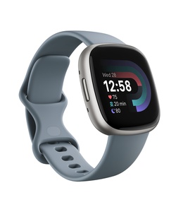 Viedpulksteni Versa 4 | Smart watch | NFC | GPS (satellite) | AMOLED | Touchscreen | Activity monitoring 24/7 | Waterproof | Bluetooth | Wi-Fi | Waterfall Blue/Platinum  Hover