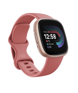 Viedpulksteni Fitbit Versa 4 Smart watch NFC GPS (satellite) AMOLED Touchscreen Activity monitoring 24/7 Waterproof Bluetooth Pink Sand/Copper Rose Wi-Fi  Hover