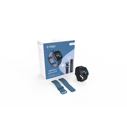 Viedpulksteni Fitbit Versa 4 (EU Bundle) Smart watch NFC GPS (satellite) AMOLED Touchscreen Activity monitoring 24/7 Waterproof Bluetooth Wi-Fi Black/Sapphire