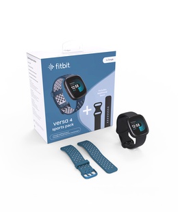 Viedpulksteni Fitbit Versa 4 (EU Bundle) Smart watch NFC GPS (satellite) AMOLED Touchscreen Activity monitoring 24/7 Waterproof Bluetooth Wi-Fi Black/Sapphire  Hover