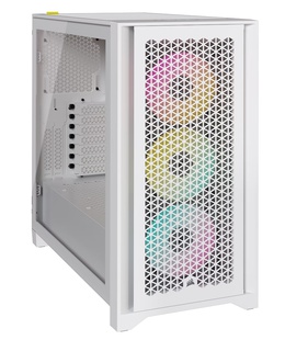  Corsair Tempered Glass PC Case iCUE 4000D RGB AIRFLOW Side window White  Mid-Tower Power supply included No  Hover
