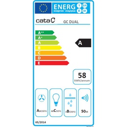  CATA | Hood | GC DUAL A 45 XGWH | Energy efficiency class A | Canopy | Width 45 cm | 820 m³/h | Touch control | White glass | LED
