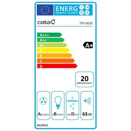  CATA | Hood | TFH 6630 WH | Telescopic | Energy efficiency class A+ | Width 60 cm | 605 m³/h | Touch control | LED | White