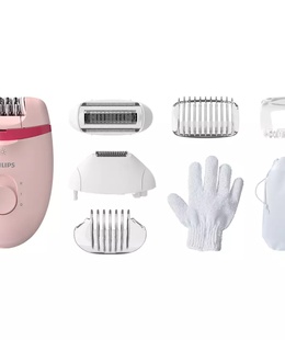 Epilātors Philips | Corded Compact Epilator | BRE285/00 Satinelle Essential | White/Pink  Hover