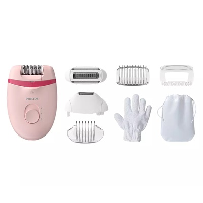 Epilātors Philips | Corded Compact Epilator | BRE285/00 Satinelle Essential | White/Pink