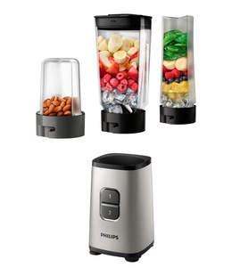 Blenderis Philips Mini Blender | HR2604/80 Daily Collection | Tabletop | 350 W | Jar material Plastic/Glass | Jar capacity 0.6+0.6 L | Ice crushing | Pearl metal  Hover