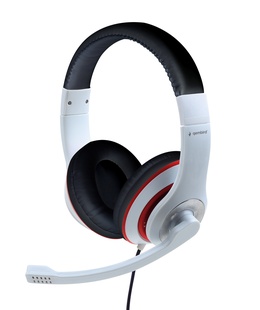 Austiņas Gembird Stereo Headset MHS 03 WTRDBK White and Black Color with Red Ring  Hover