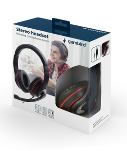 Austiņas Gembird | Stereo headset | MHS-03-BKRD | On-Ear | Built-in microphone | 3.5 mm  Hover