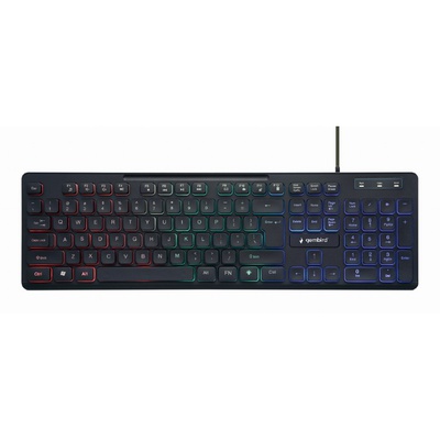 Tastatūra Gembird Rainbow Backlight Multimedia Keyboard KB-UML-02 Keyboard Wired US N/A Black