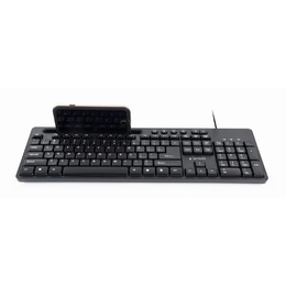 Tastatūra Gembird | Multimedia keyboard with phone stand | KB-UM-108 | Multimedia | Wired | US | Black | g