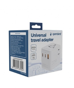  Gembird Universal travel power adapter | TPA-1A2C20-01-W | 20 W | Travel Adapter  Hover