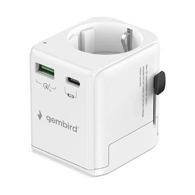  Gembird Grounded universal travel power adapter