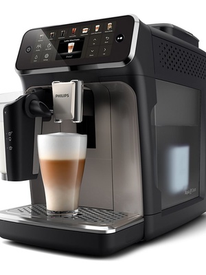  Philips Coffee Maker | EP4449/70	4400 Series | Pump pressure 15 bar | Built-in milk frother | Fully Automatic | 1500 W | Black  Hover