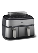  Philips Dual Basket Airfryer | NA555/00 5000 series | Power 2750 W | Capacity 9 L | RapidAir Plus | Silver