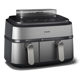  Philips Dual Basket Airfryer | NA555/00 5000 series | Power 2750 W | Capacity 9 L | RapidAir Plus | Silver