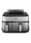  Philips Dual Basket Airfryer | NA555/00 5000 series | Power 2750 W | Capacity 9 L | RapidAir Plus | Silver Hover