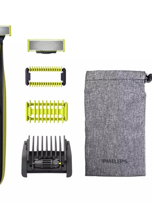  Philips | OneBlade Shaver/Trimmer For Face and Body | QP2821/20 | Operating time (max) 45 min | Wet & Dry | NiMH | Black/Green  Hover
