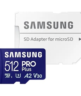  Samsung | PRO Plus microSD Card with Adapter | 512 GB | MicroSDXC | Flash memory class U3  Hover