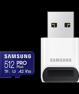  Samsung | PRO Plus microSD Card with USB Adapter | 512 GB | MicroSDXC | Flash memory class U3  Hover