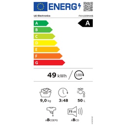 Veļas mazgājamā  mašīna LG Washing machine | F4X1009NWB | Energy efficiency class A | Front loading | Washing capacity 9 kg | 1400 RPM | Depth 55 cm | Width 60 cm | Display | LED | Steam function | Direct drive | Wi-Fi | White