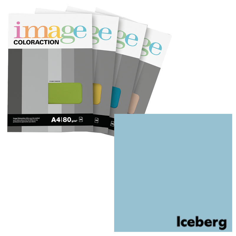  Krāsains papīrs A4, 50 loksnes, 80g/m2, bāla ledus krāsa, Image Coloraction