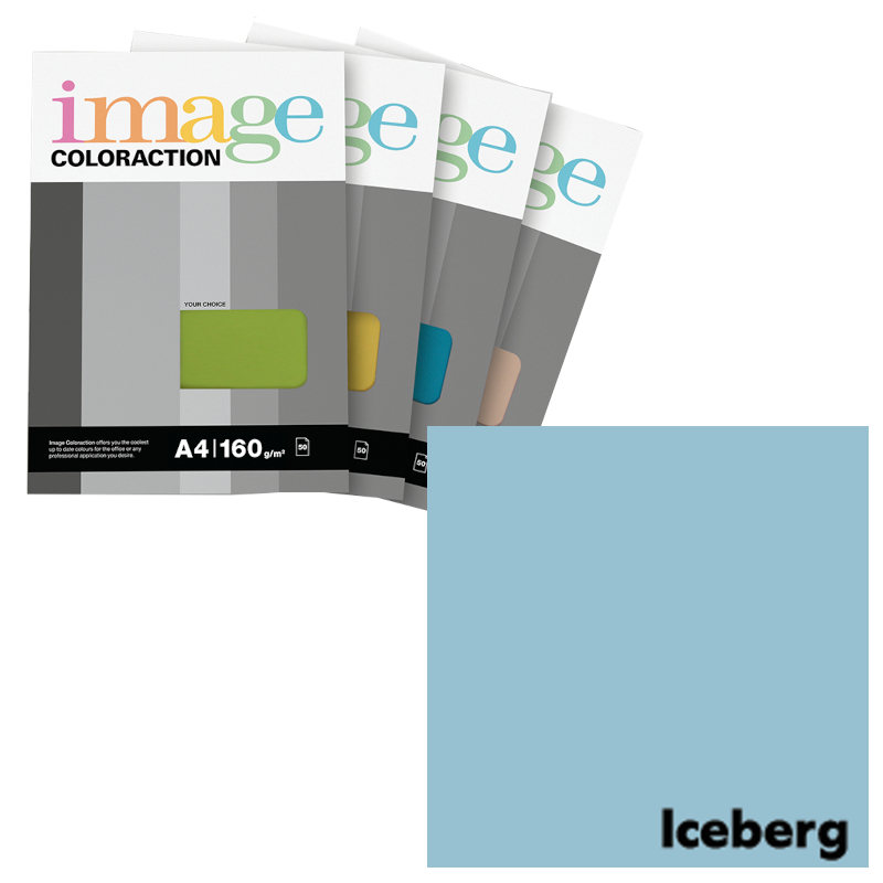  Krāsains papīrs A4, 50 loksnes, 160g/m2, pasteļzila krāsa, Image Coloraction