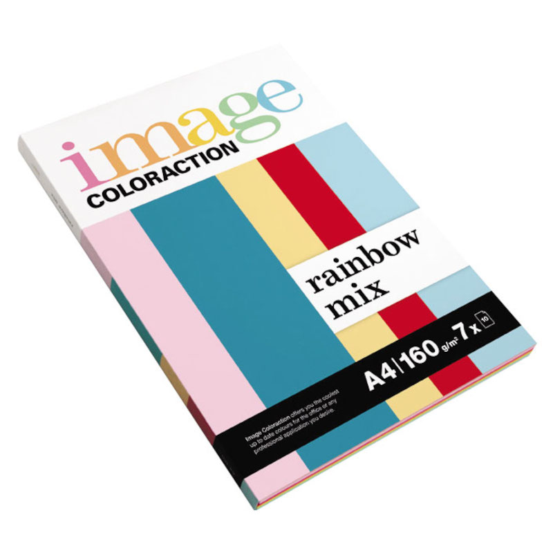  Krāsains papīrs A4, 70 loksnes (7 x 10), 160g/m2, Rainbow Mix, Image Coloraction