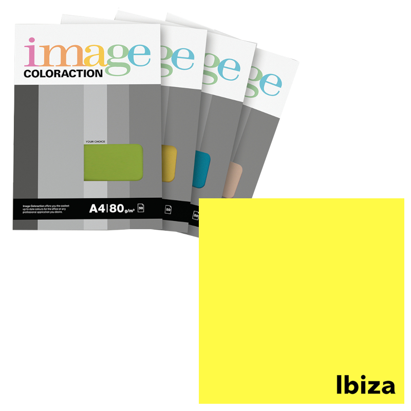  Krāsains papīrs A4, 50 loksnes, 80g/m2, neona dzeltena krāsa, Image Coloraction