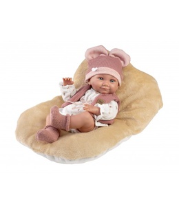  Lelle zīdainis Nica meitene ar sedziņu un mānekli (vinila ķermenis) 40 cm Spānija LL73816  Hover