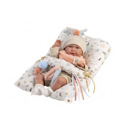  Lelle zīdainis Mimi 42 cm (spilvens, raud, runā, ar mānekli, mīkstais ķermenis) Spānija LL74128