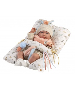  Lelle zīdainis Mimi 42 cm (spilvens, raud, runā, ar mānekli, mīkstais ķermenis) Spānija LL74128  Hover