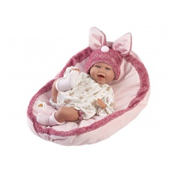  Lelle zīdainis Mimi 42 cm (spilvens, ar mānekli, mīkstais ķermenis) Spānija LL74134NM